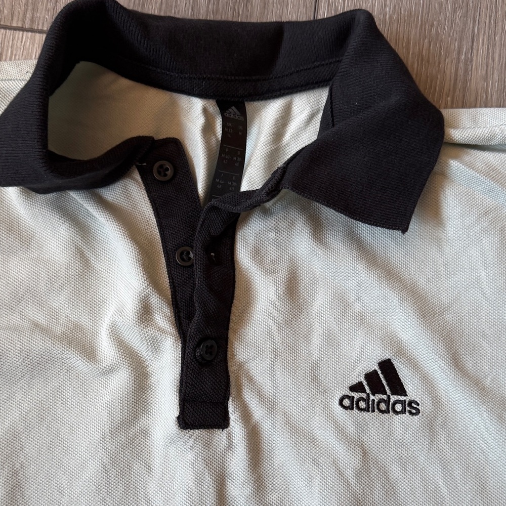 Adidas Cropped Pique Polo in Linen Green - Picture 6 of 13